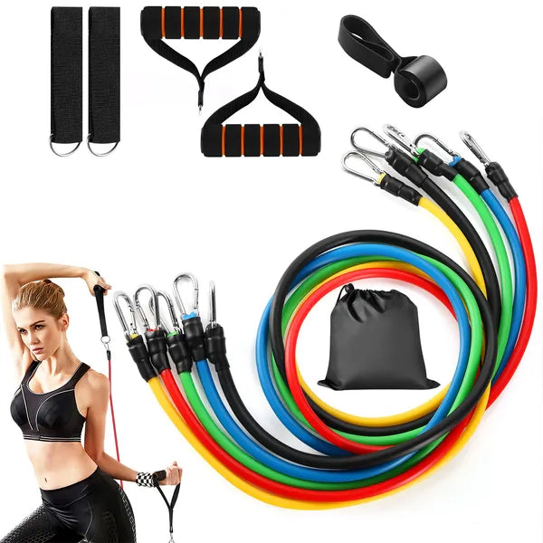11‑piece resistance bands set for fitness workout and exercise training