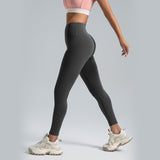 No Awkward Line Peach Butt Yoga Pants High Waist Tummy Control Running Sports Leggings