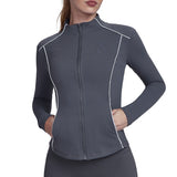 Autumn And Winter Fleece-lined Yoga Coat Top Women's Waist Slimming Zip-up Shirt