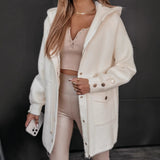 Fashion Drawstring Belt Zip Hooded Jacket