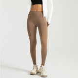 No Awkward Line Peach Butt Yoga Pants High Waist Tummy Control Running Sports Leggings