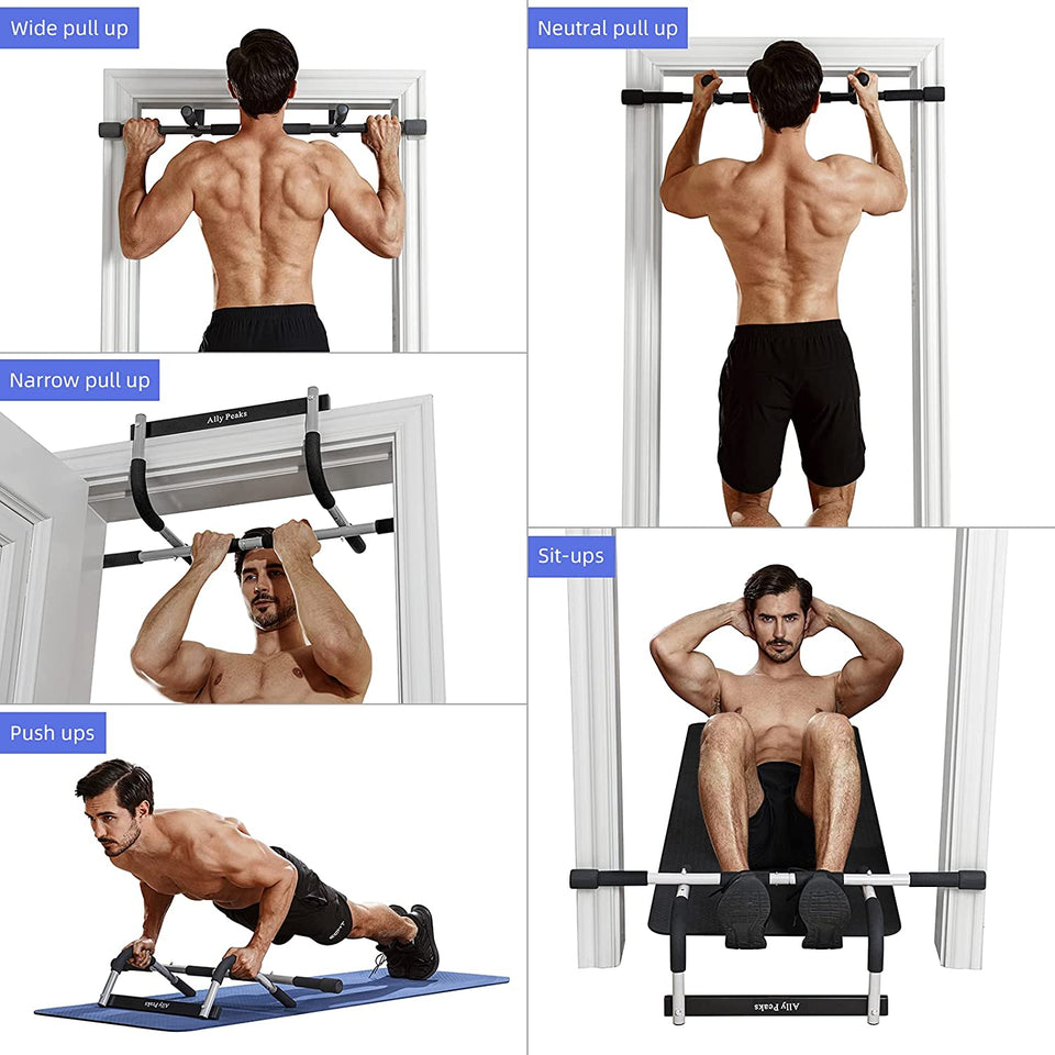 Pull up Bar for Doorway | Thickened Steel Max Limit 440 Lbs Upper Body Fitness Workout Bar| Multi-Grip Strength for Doorway | Indoor Chin-Up Bar Fitness Trainer for Home Gym Portable